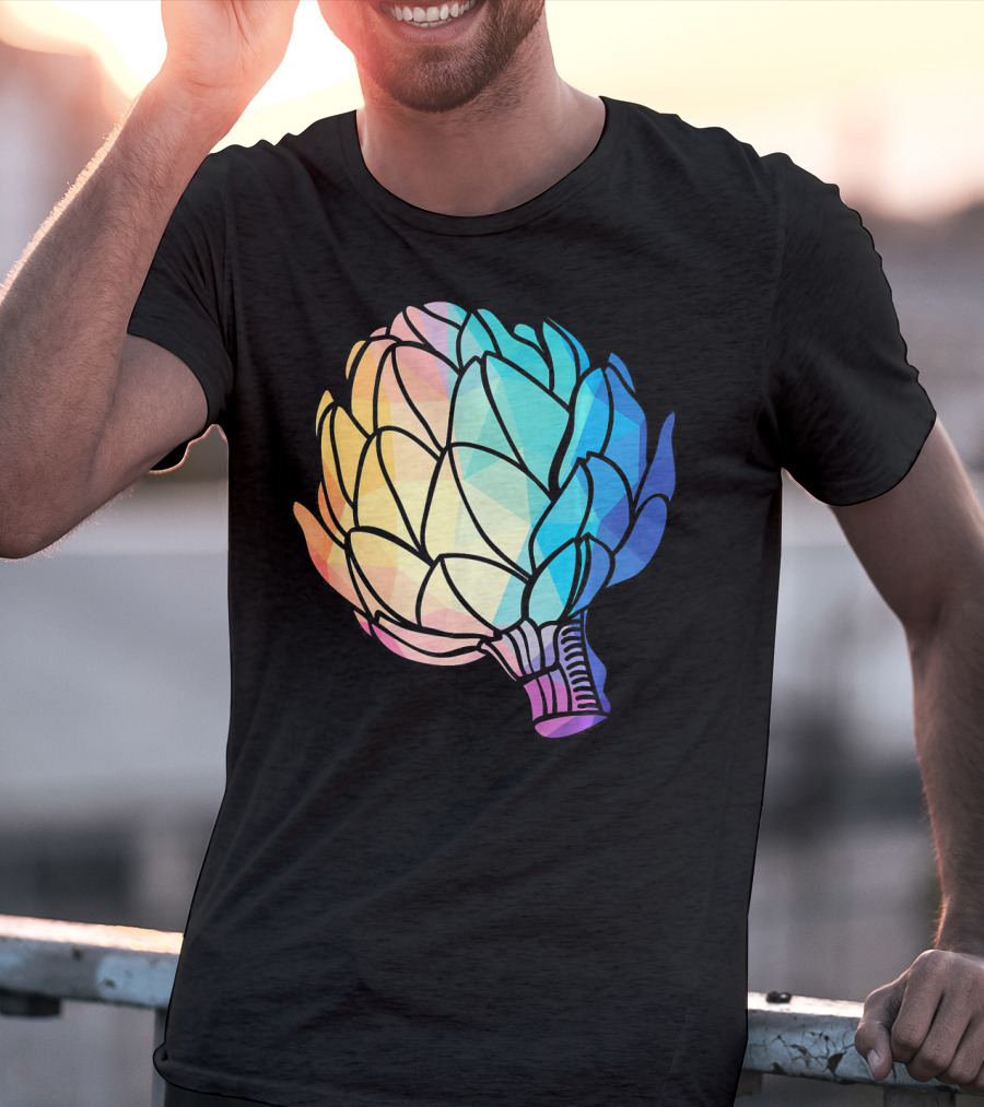Low Poly Artichoke Vegetarian Rainbow Geometric T-Shirt