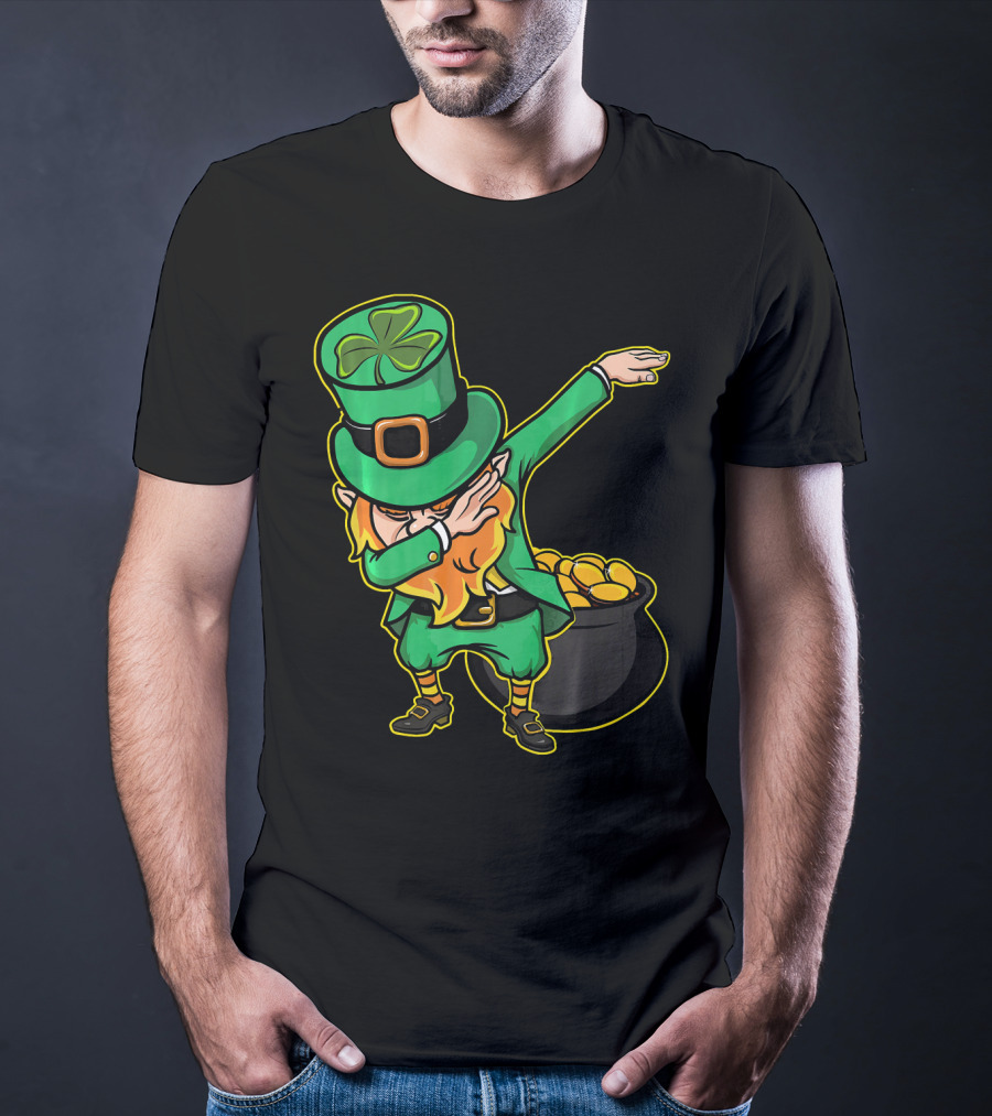 Dabbing Leprechaun Dabechaun Pot Of Gold T-Shirt