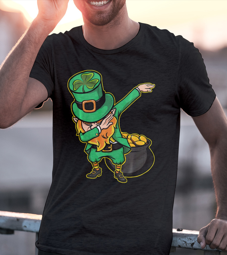 Dabbing Leprechaun Dabechaun Pot Of Gold T-Shirt