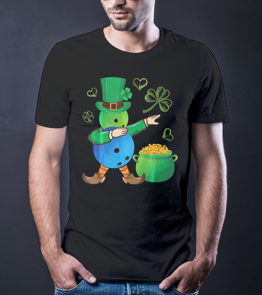 Pooling Leprechaun Dabbing With Gold Pot And Shamrocks T-Shirt