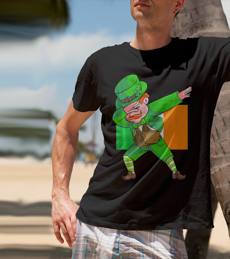 Dabbing Leprechaun Ireland Flag St. Patrick's Day Fun T-Shirt