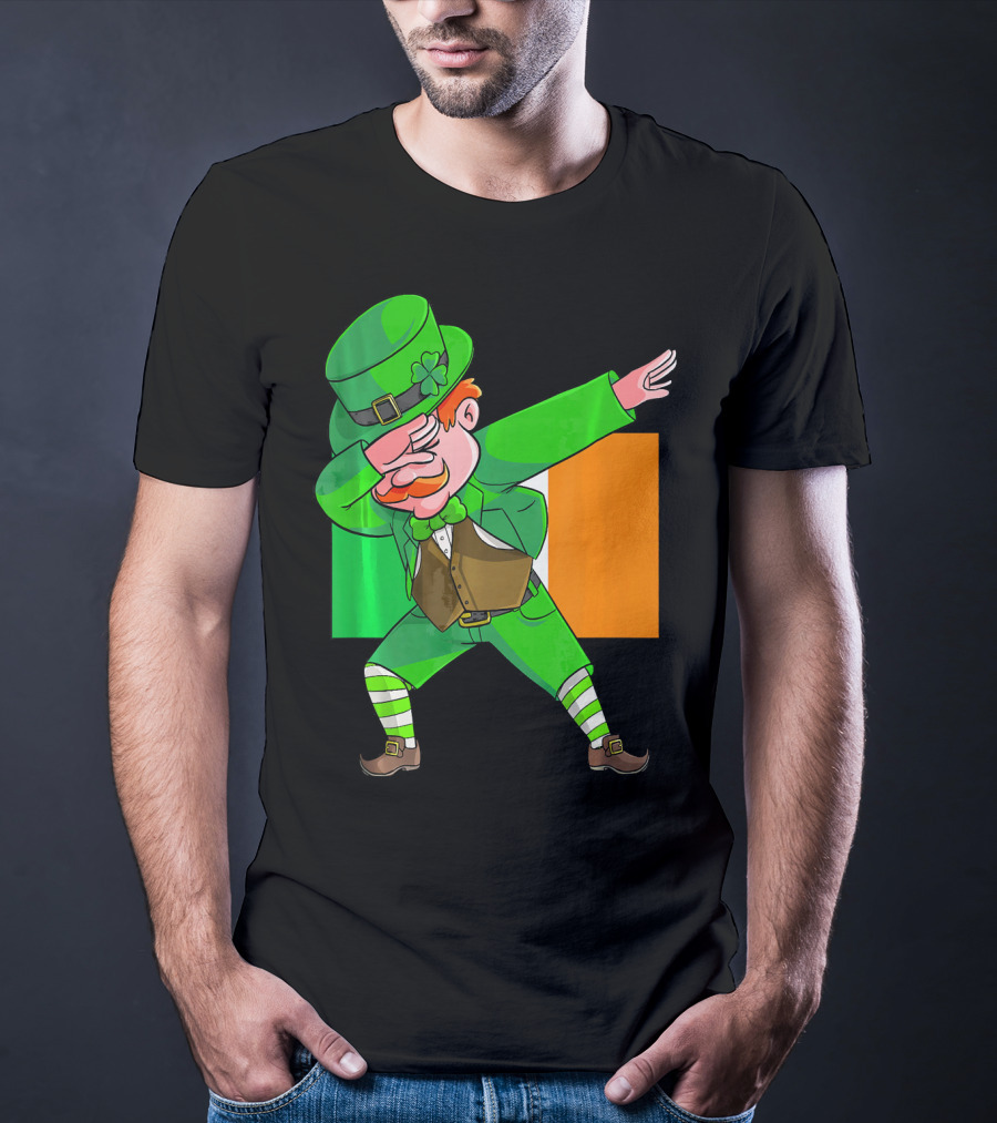 Dabbing Leprechaun Ireland Flag St. Patrick's Day Fun T-Shirt