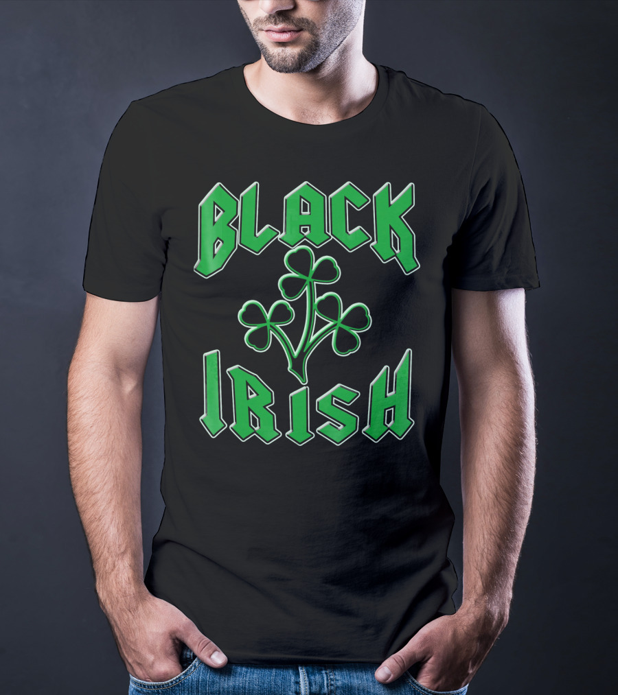 Black Irish Shamrock St Pats Day T-Shirt