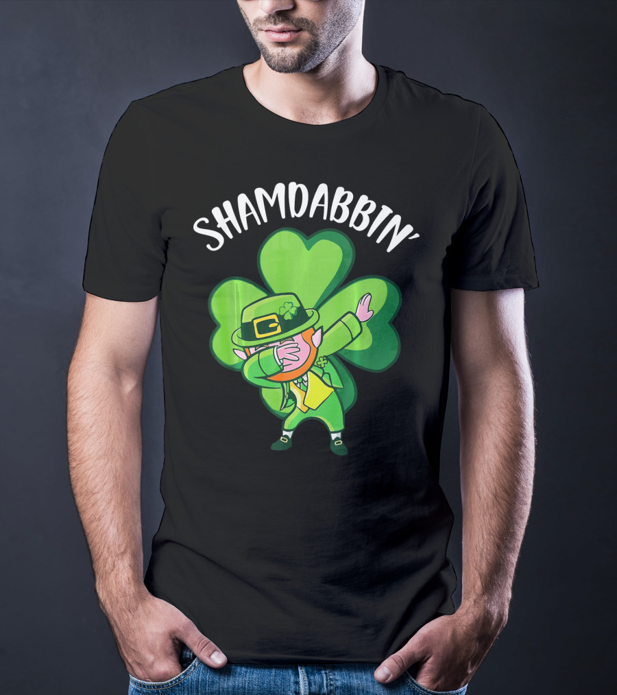 SHAMDABBIN' Leprechaun Dabbing With Big Shamrock T-Shirt