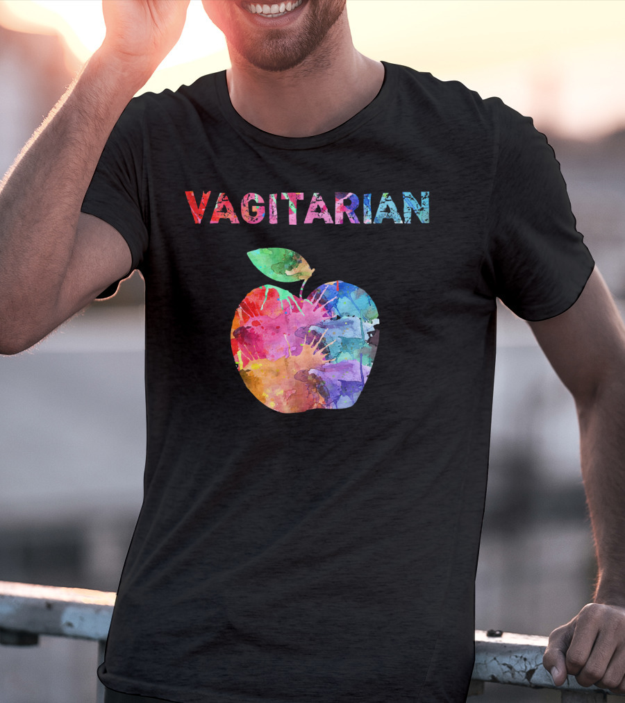 Vagitarian Watercolor Apple Vegetarian Funny T-Shirt