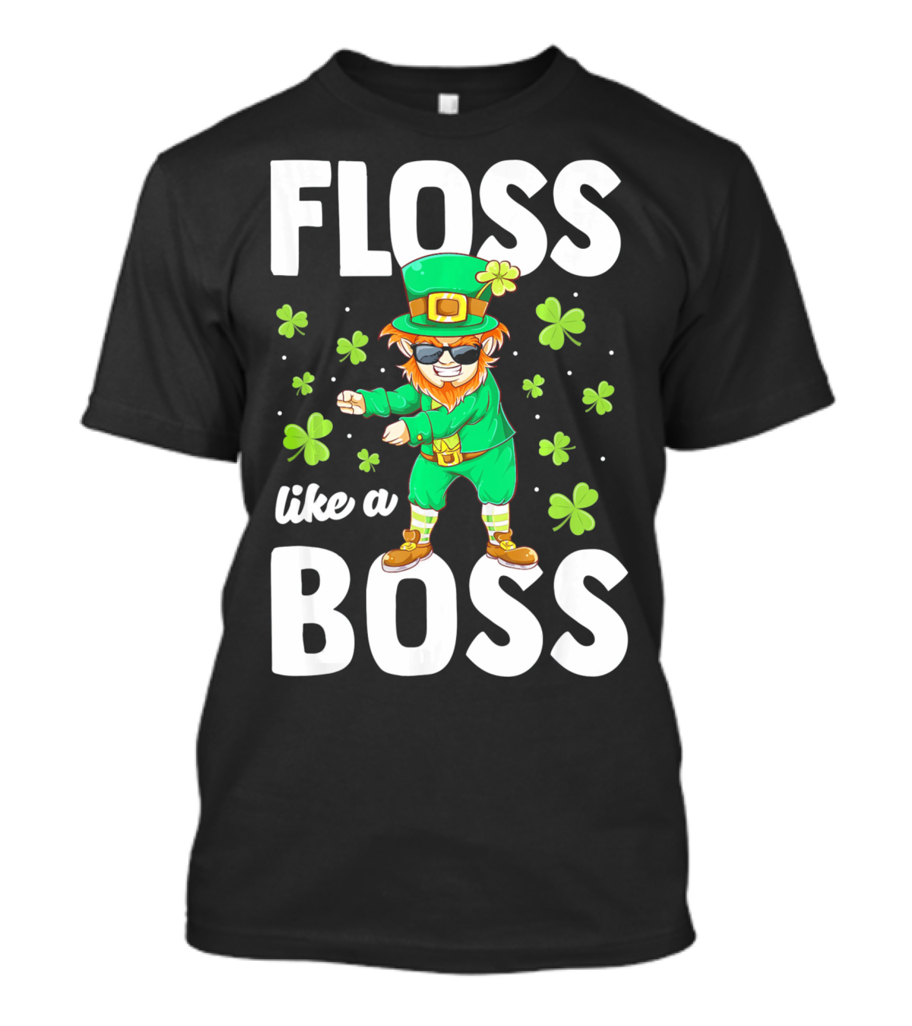 Floss Like A Boss Leprechaun Dance With Shamrocks T-Shirt