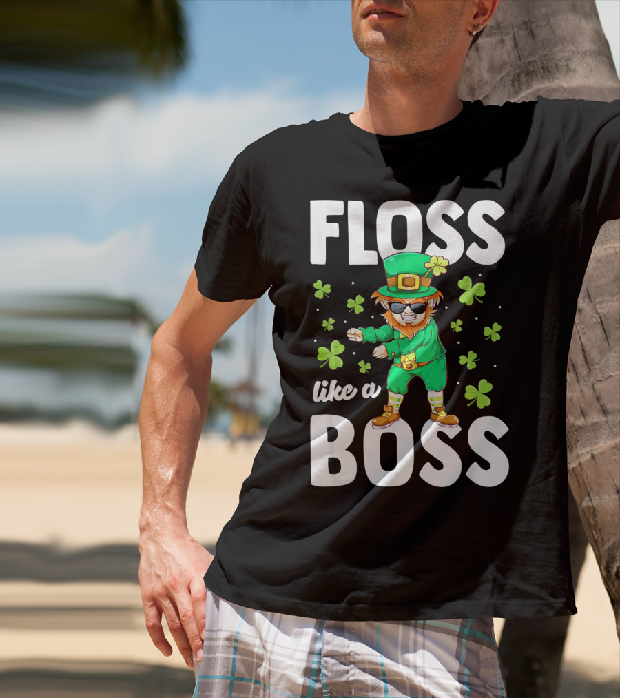 Floss Like A Boss Leprechaun Dance With Shamrocks T-Shirt