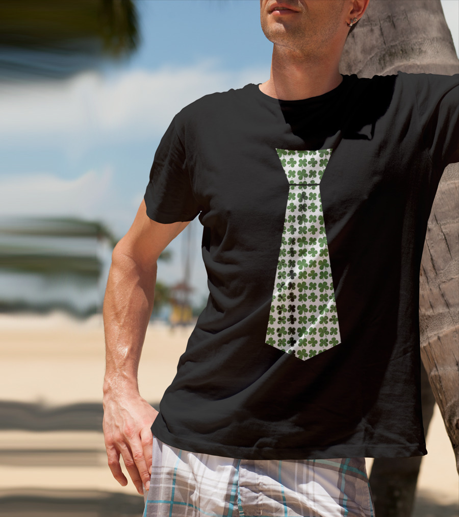 Cute Green Shamrock Necktie For St. Patrick's Day Celebrations T-Shirt