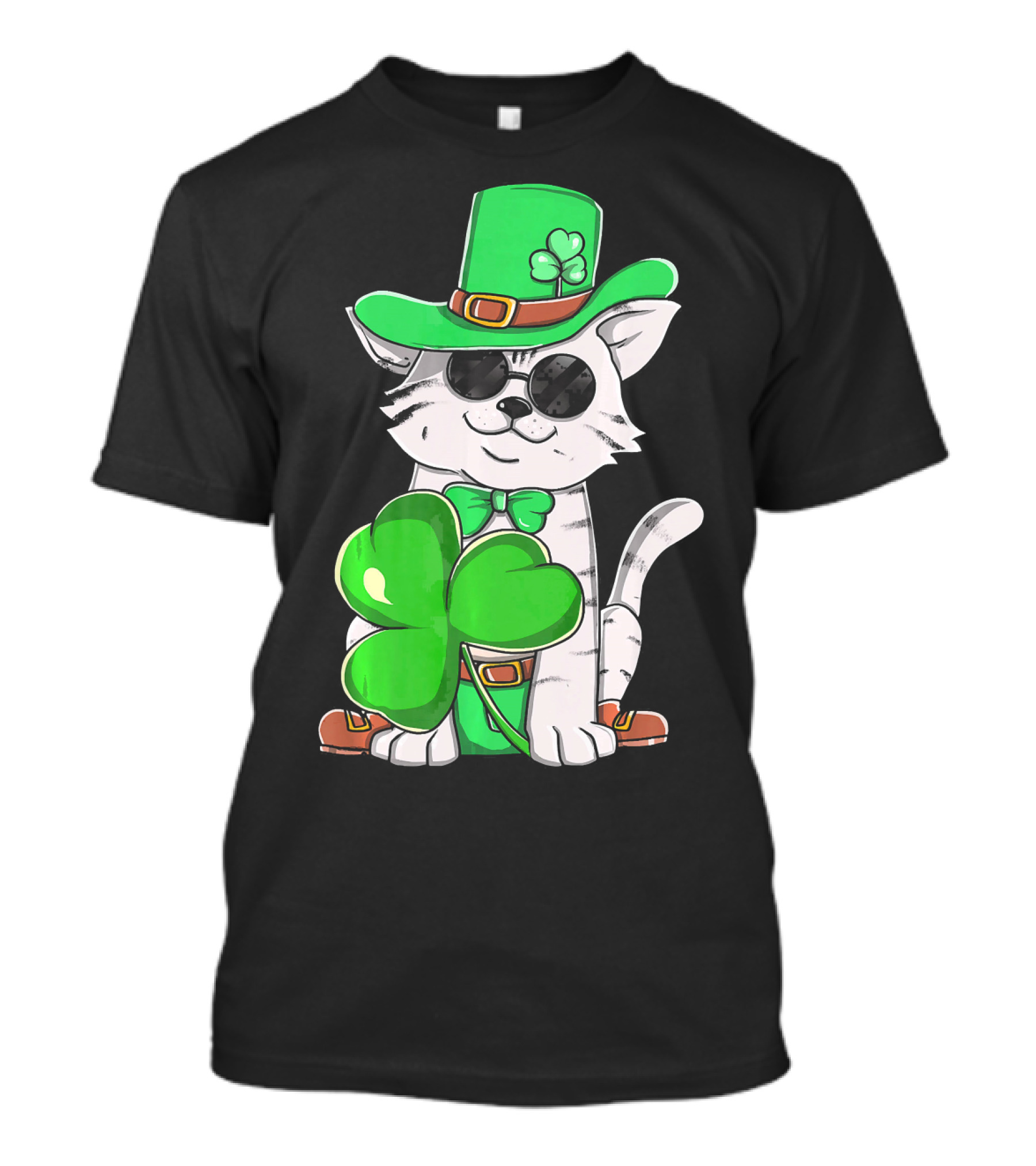 Leprechaun Cat Shamrock Irish St Pat Day Kitty T-Shirt