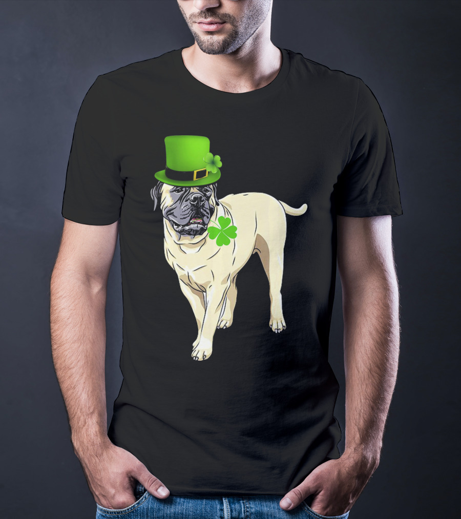 St Patricks Day BullMastiff Dog Irish Shamrock Hat T-Shirt
