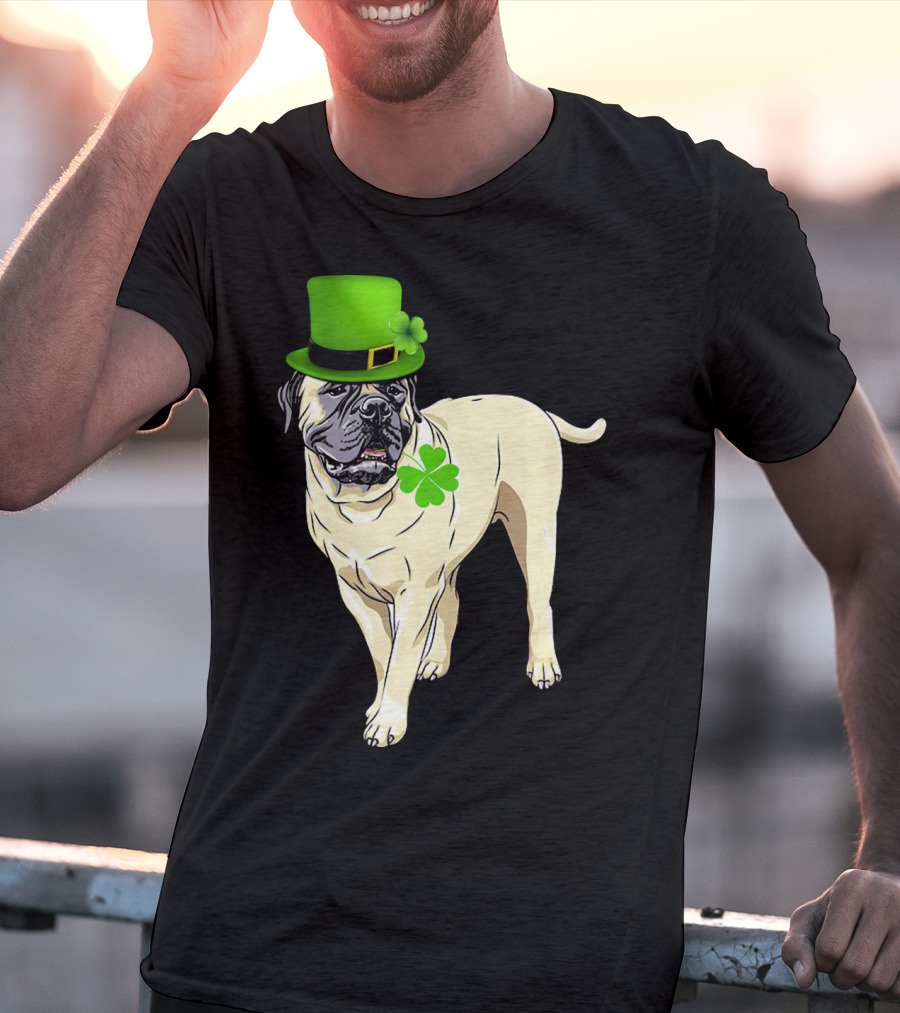 St Patricks Day BullMastiff Dog Irish Shamrock Hat T-Shirt