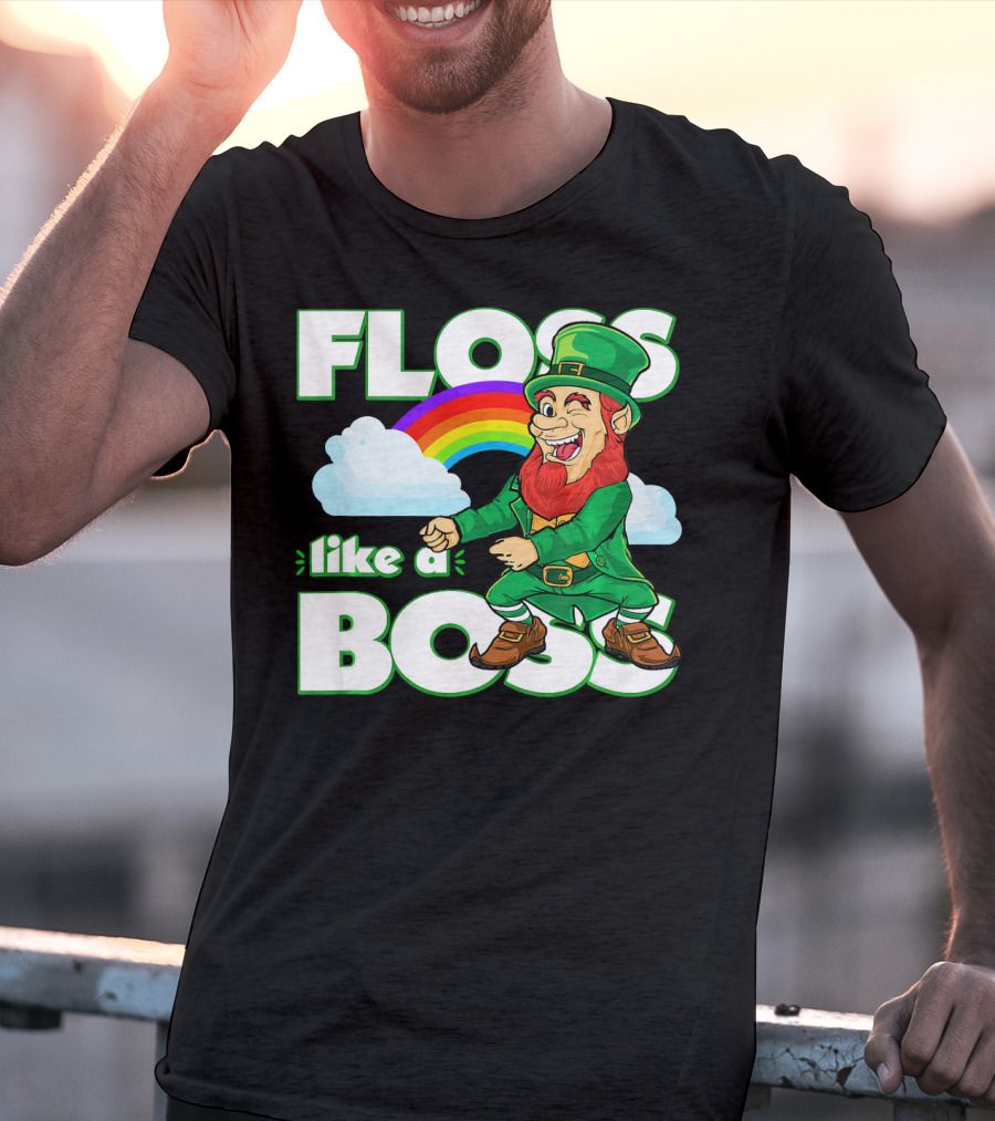 Floss Like A Boss St. Patricks Leprechaun Rainbow T-Shirt