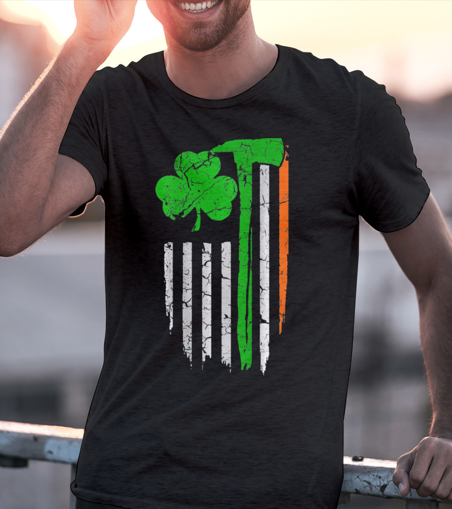Firefighter Irish Flag Shamrock Patricks Day T-Shirt