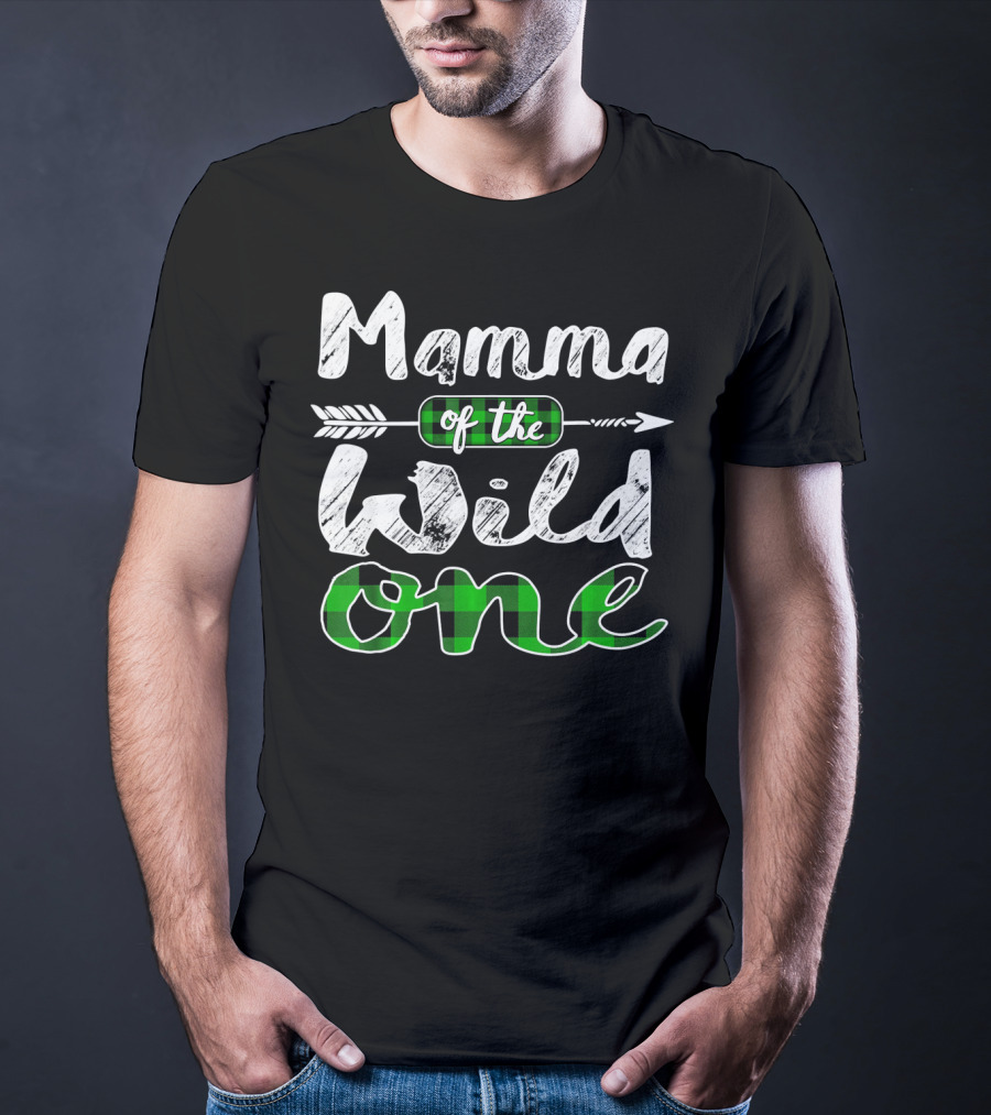 Mamma Of The Wild One Arrow Plaid T-Shirt