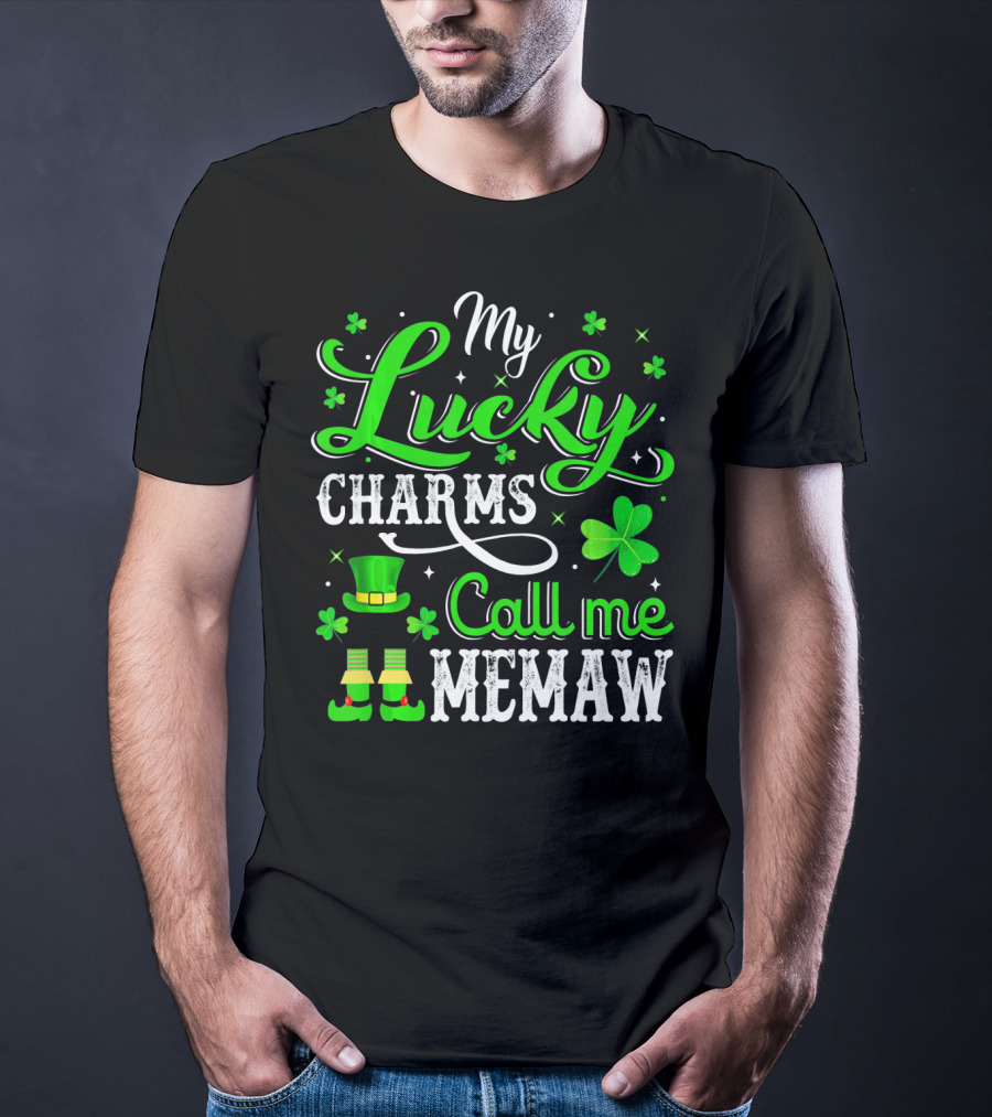 My Lucky Charms Call Me Memaw Saint Patrick Shamrock Hat Boots T-Shirt