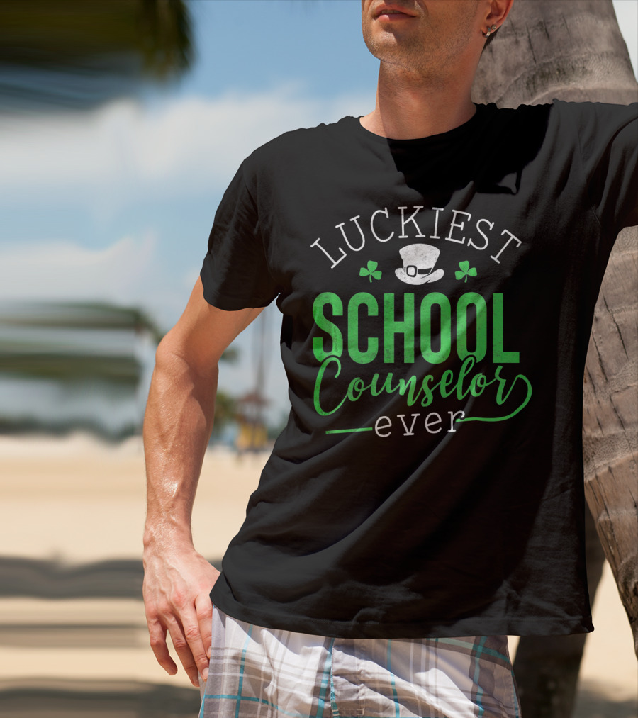Luckiest School Counselor Ever St Patricks Hat Shamrock T-Shirt