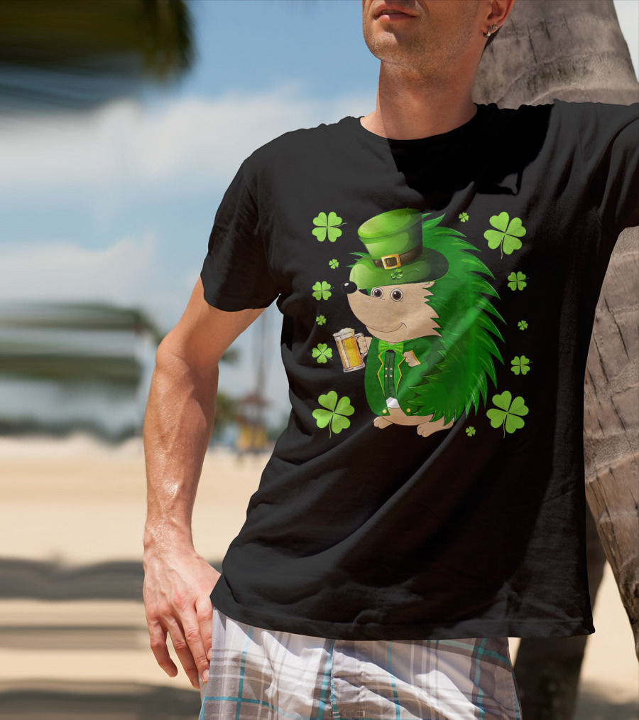 Funny Hedgichaun Leprechaun Clover Beer St. Patrick's Day T-Shirt