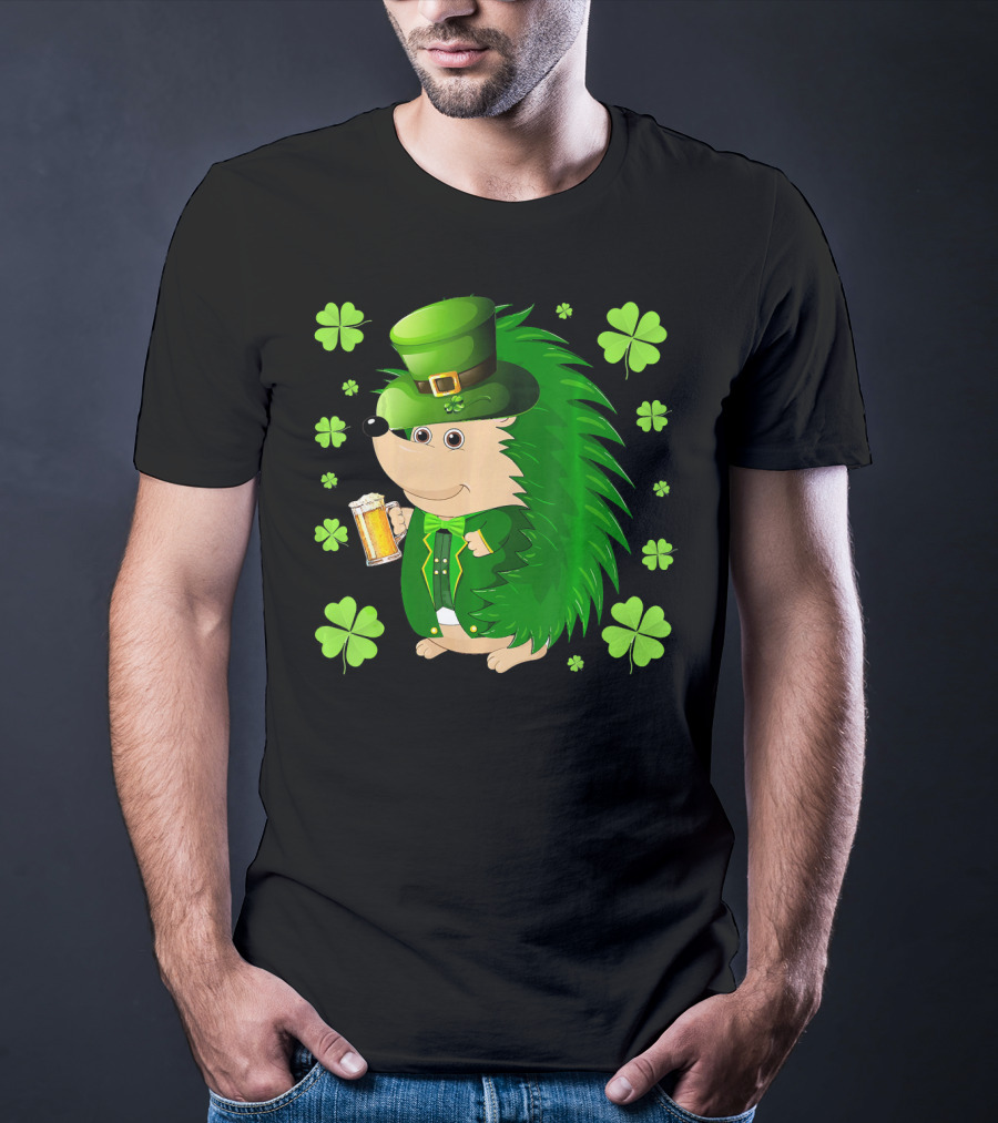 Funny Hedgichaun Leprechaun Clover Beer St. Patrick's Day T-Shirt