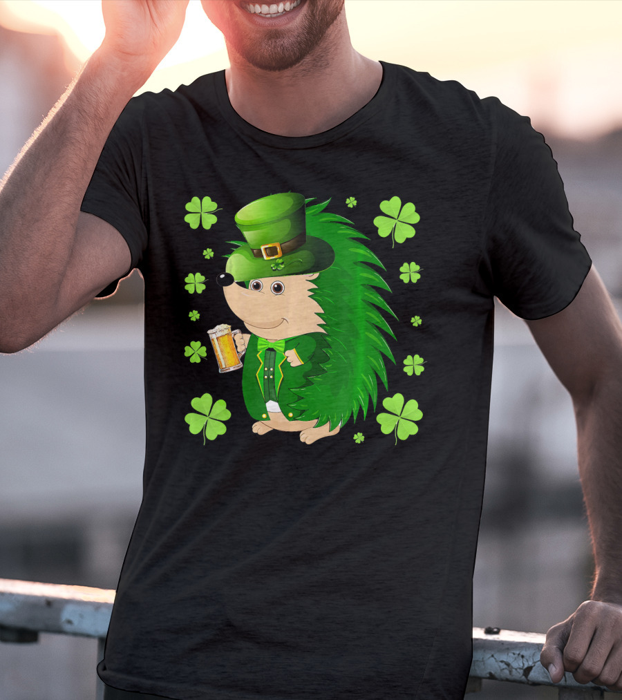 Funny Hedgichaun Leprechaun Clover Beer St. Patrick's Day T-Shirt