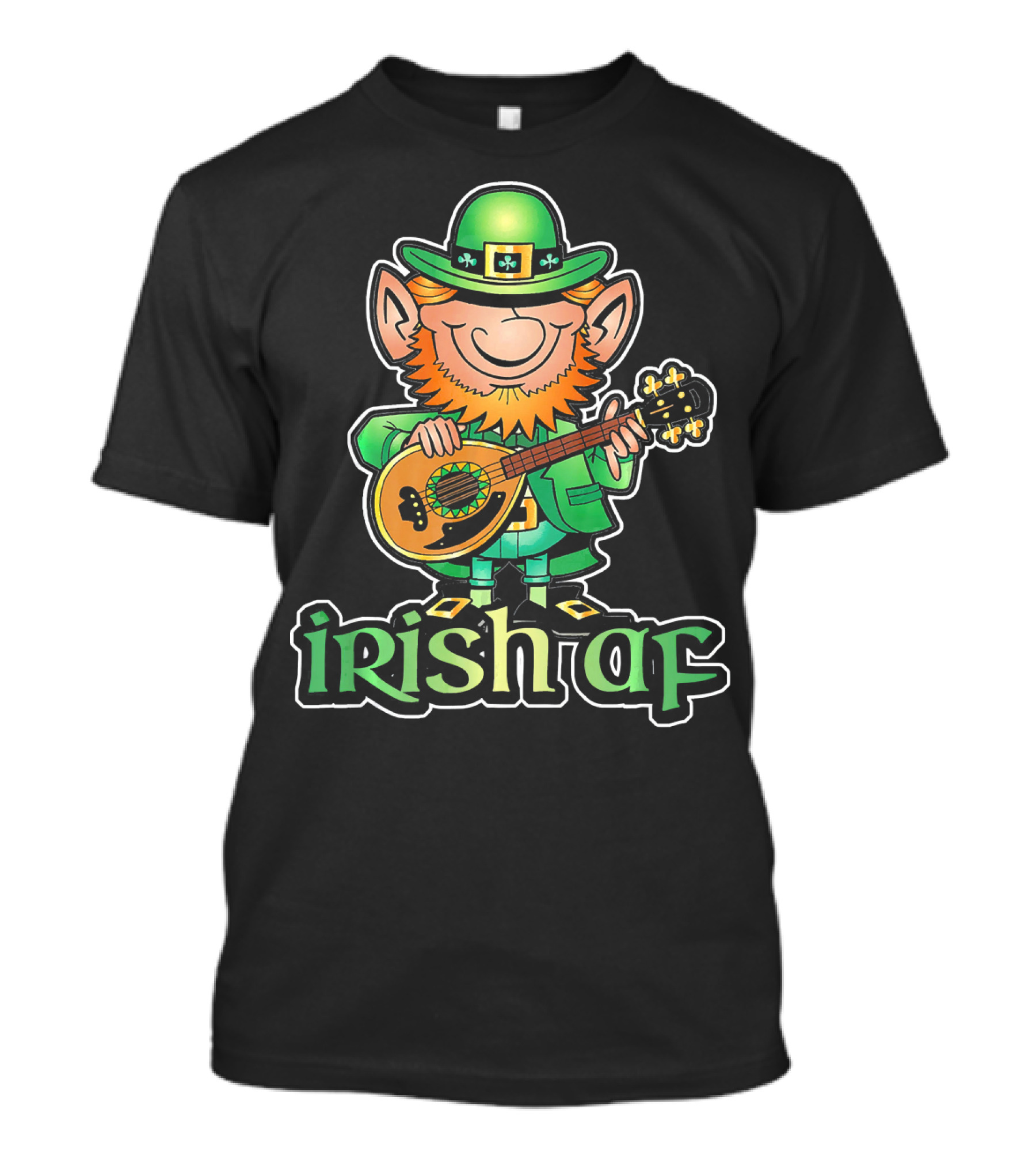 Funny Leprechaun With Guitar Irish AF St Patricks T-Shirt