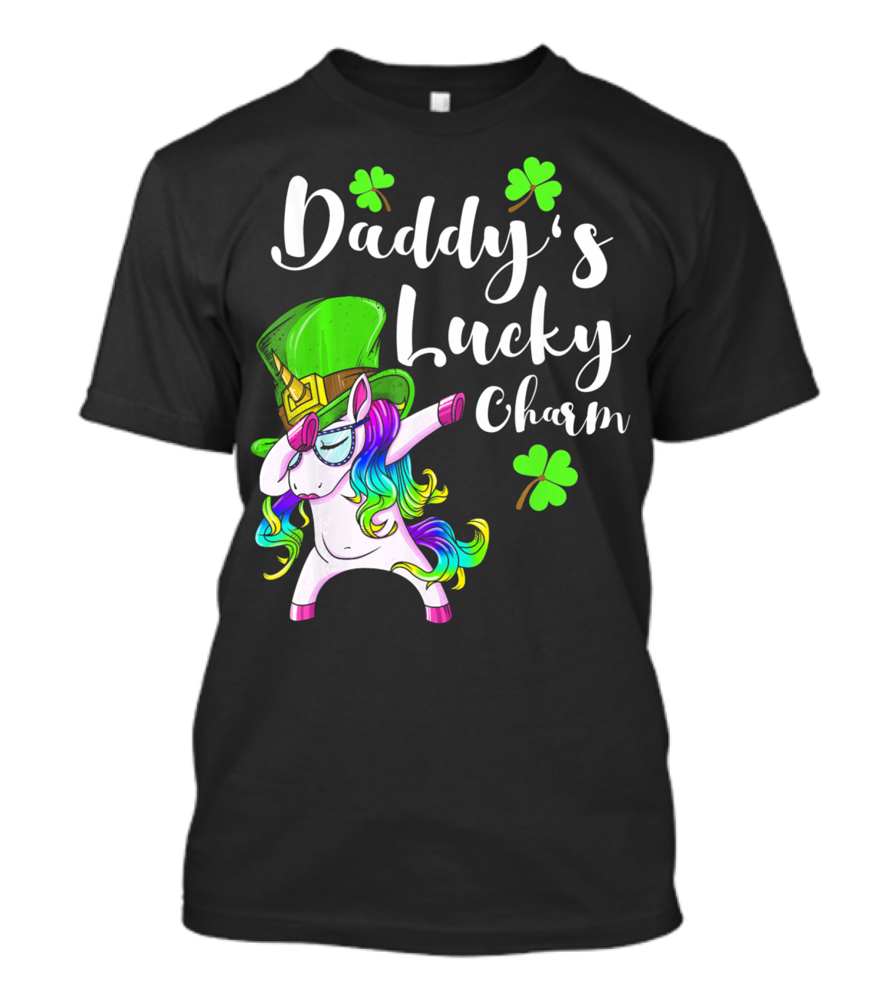 Daddy's Lucky Charm St. Patrick's Day Unicorn With Shamrock Hat T-Shirt