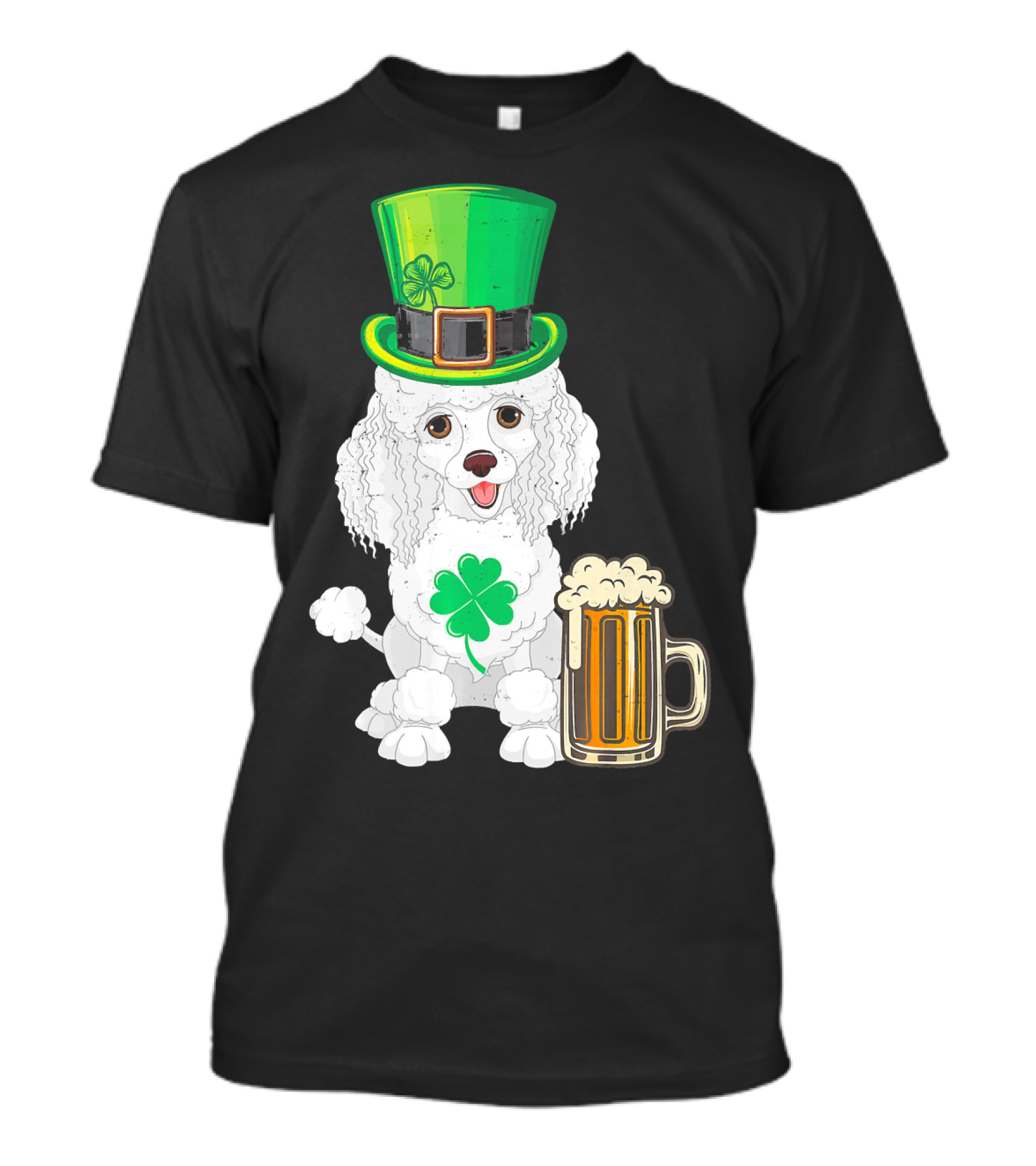 Poodle Leprechaun St Patricks Day Clover Beer T-Shirt