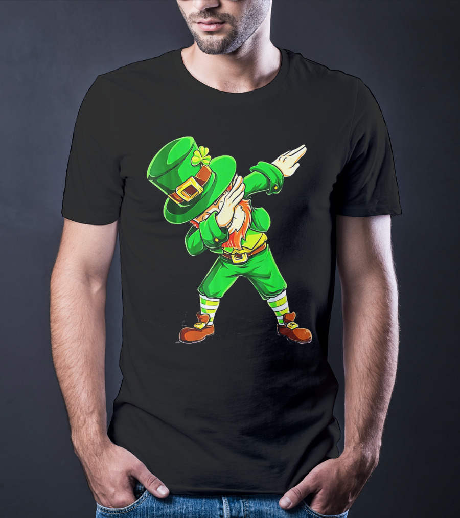 Leprechaun Dabbing Dance Pose In Green Costume T-Shirt