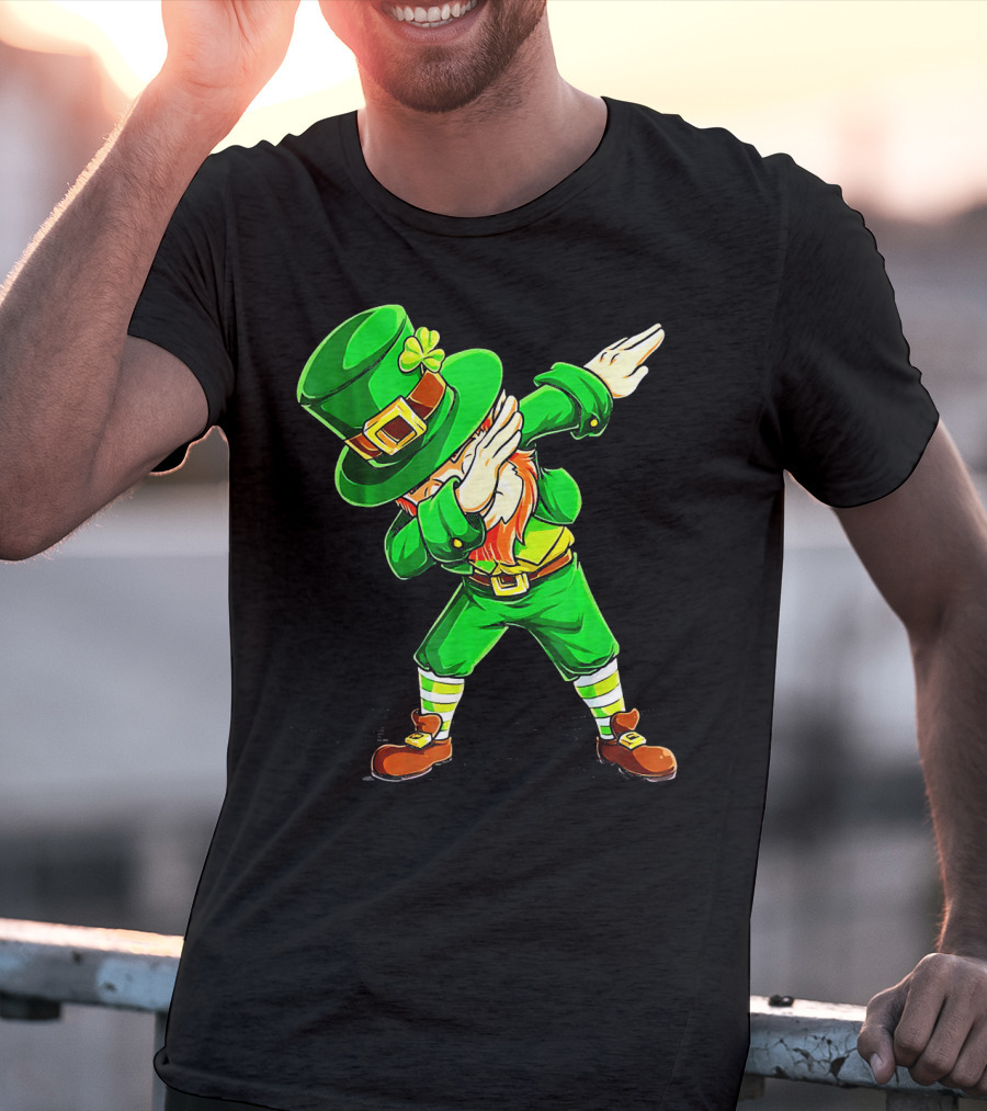 Leprechaun Dabbing Dance Pose In Green Costume T-Shirt