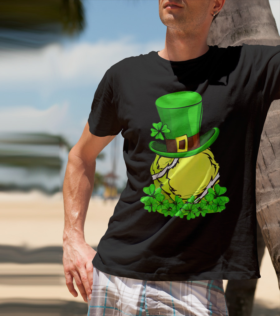 Leprechaun Hat Shamrock Tennis Ball St Patrick T-Shirt