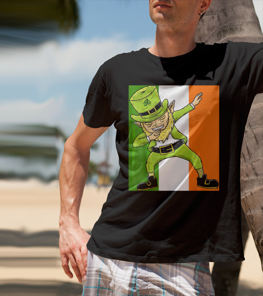 Irish Flag Dabbing Leprechaun St Patrick's Day T-Shirt