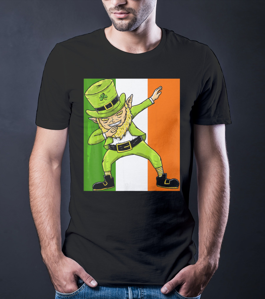 Irish Flag Dabbing Leprechaun St Patrick's Day T-Shirt