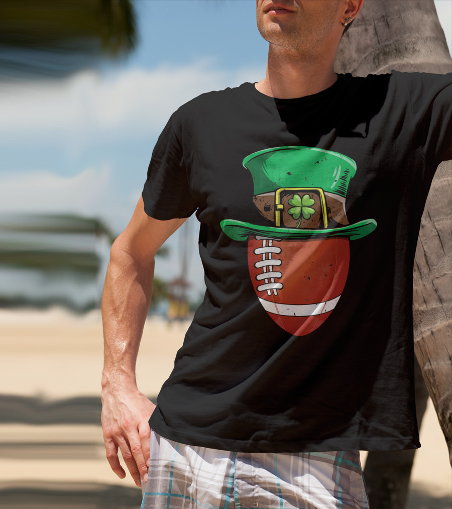 Leprechaun Hat Shamrock American Football Ball T-Shirt