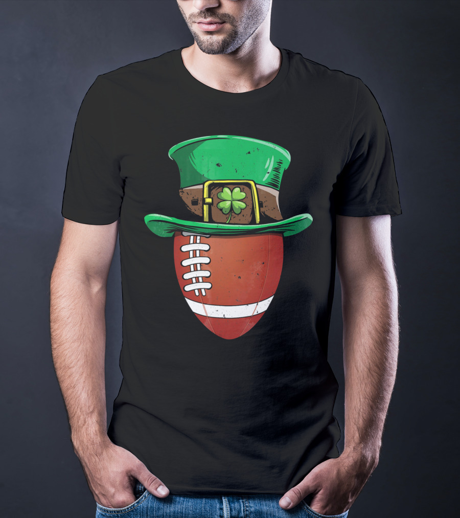 Leprechaun Hat Shamrock American Football Ball T-Shirt