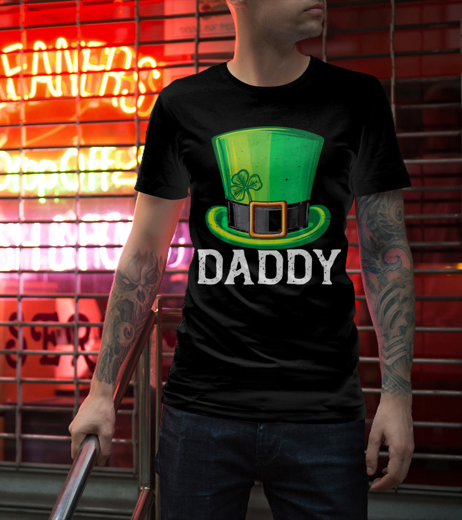 Daddy Leprechaun Hat Shamrock Matching Family T-Shirt