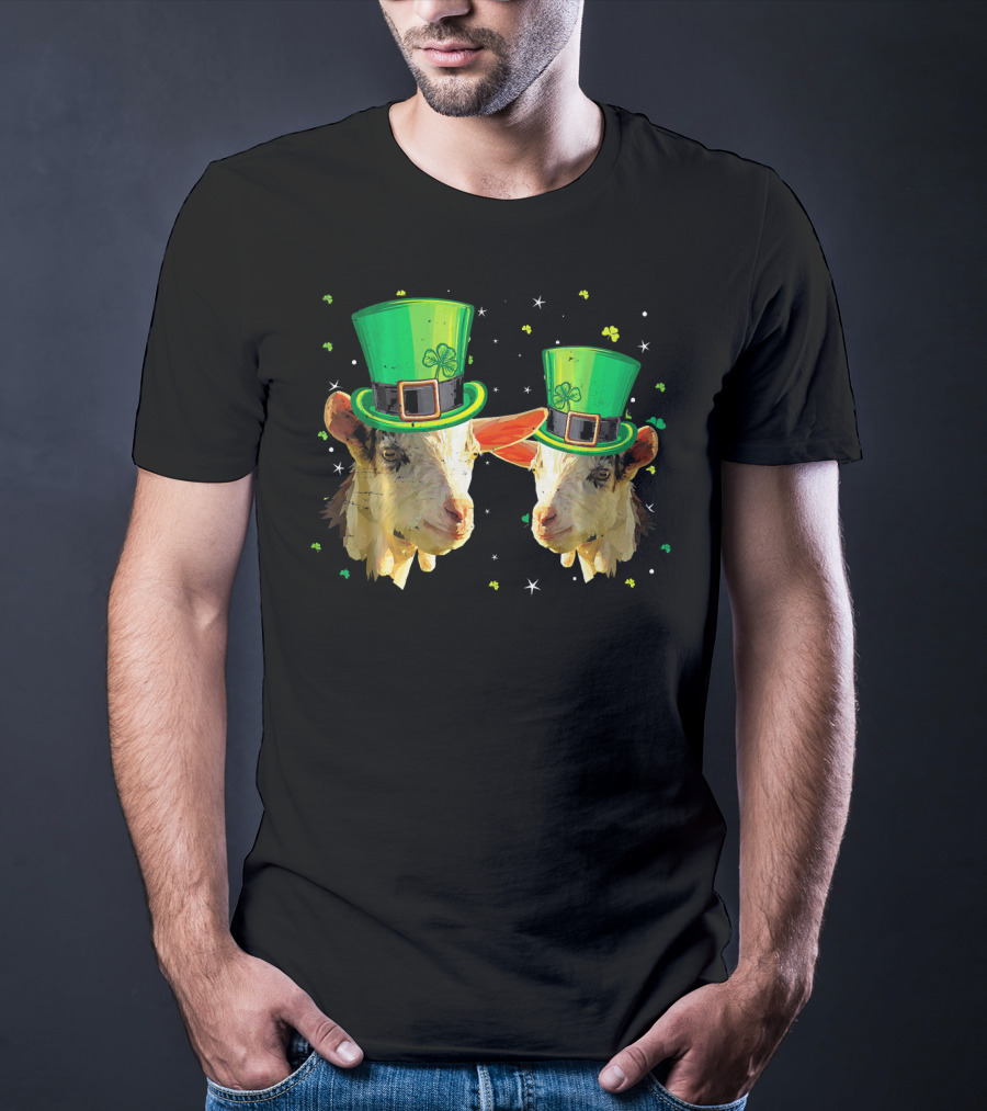 Two Goats In Leprechaun Hats For St Patricks T-Shirt