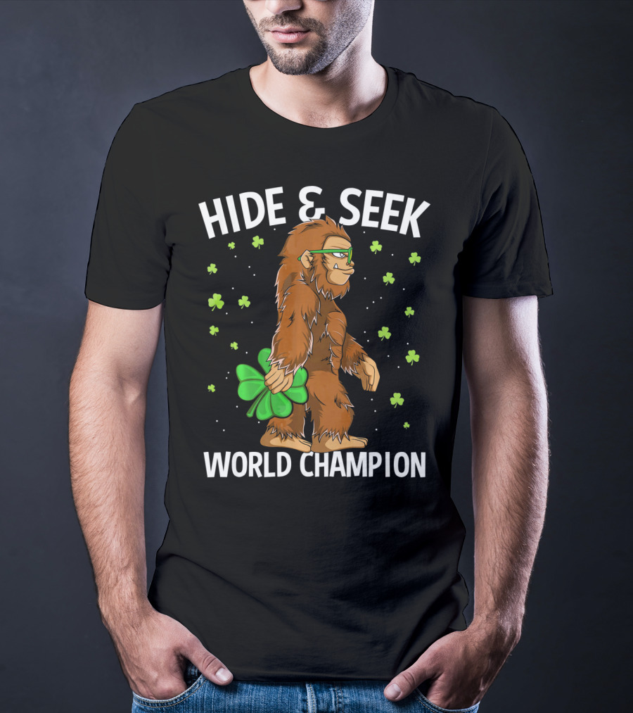 Hide And Seek World Champion Bigfoot Shamrock St Patrick's Day T-Shirt