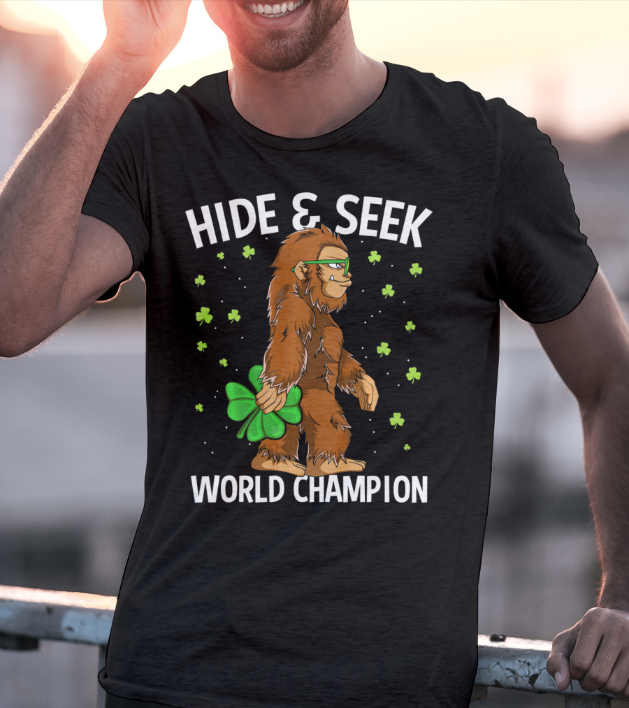 Hide And Seek World Champion Bigfoot Shamrock St Patrick's Day T-Shirt