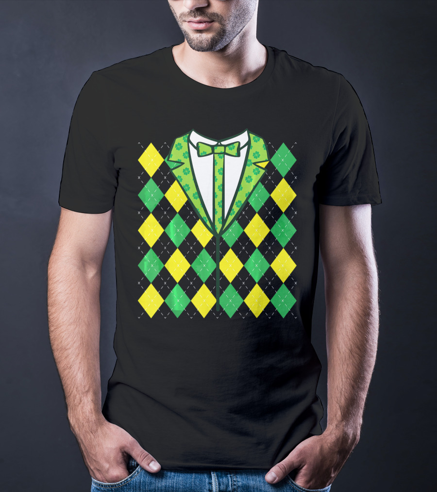 Green Leprechaun Tie Argyle T-Shirt