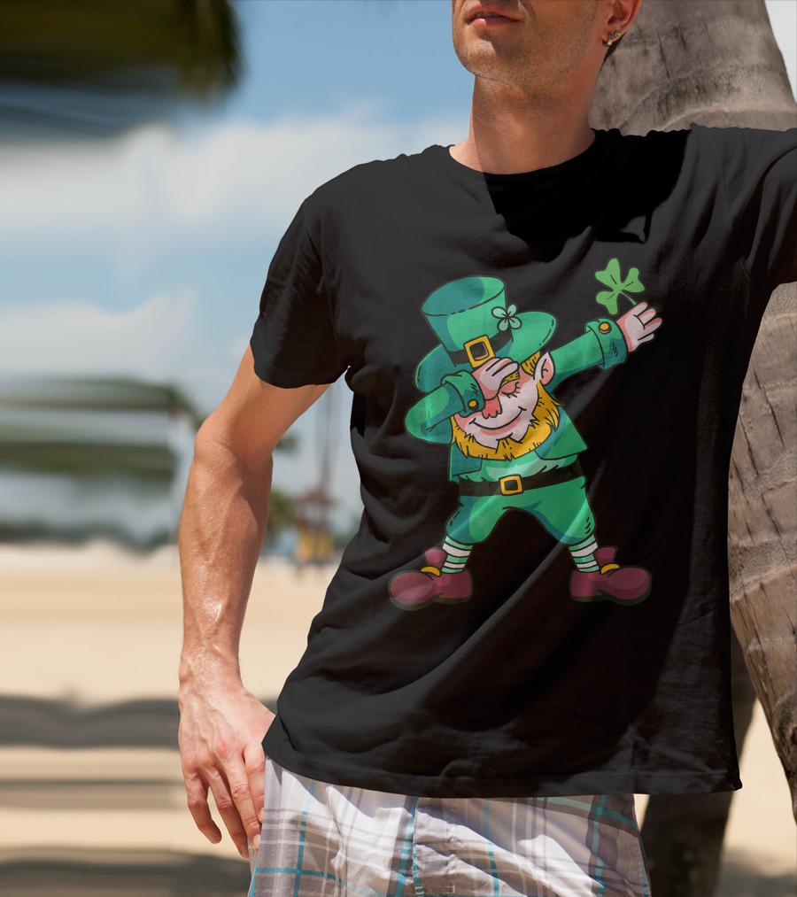 Dabbing Leprechaun Irish Shamrock T-Shirt