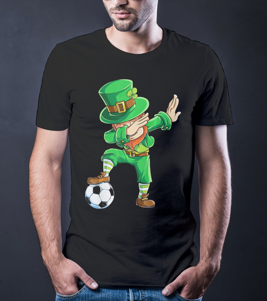 Dabbing Leprechaun Soccer Ball St Patricks Day T-Shirt