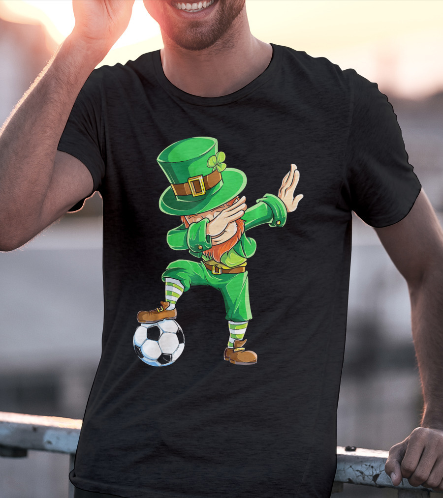 Dabbing Leprechaun Soccer Ball St Patricks Day T-Shirt