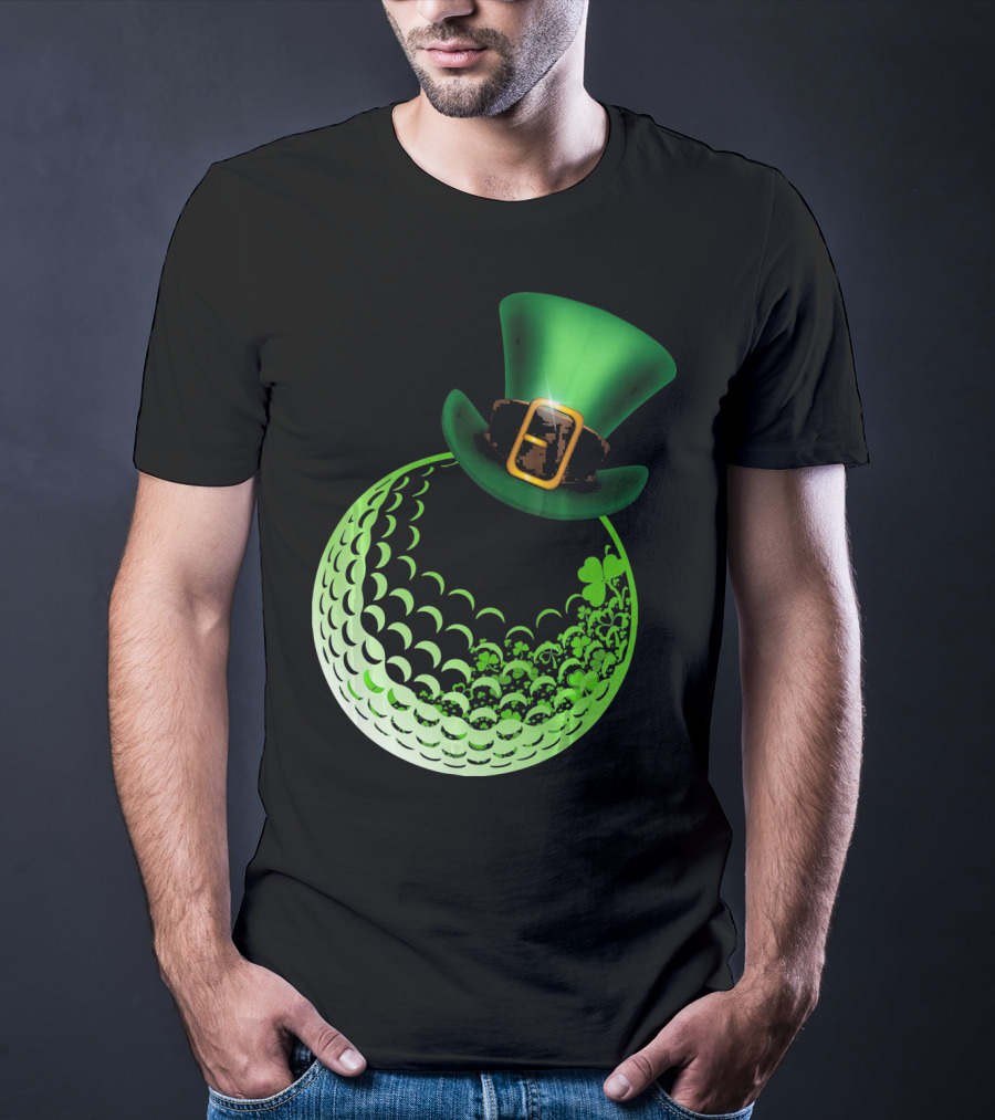 Shamrock Golf Ball With Leprechaun Hat St Patrick's Day Fun T-Shirt
