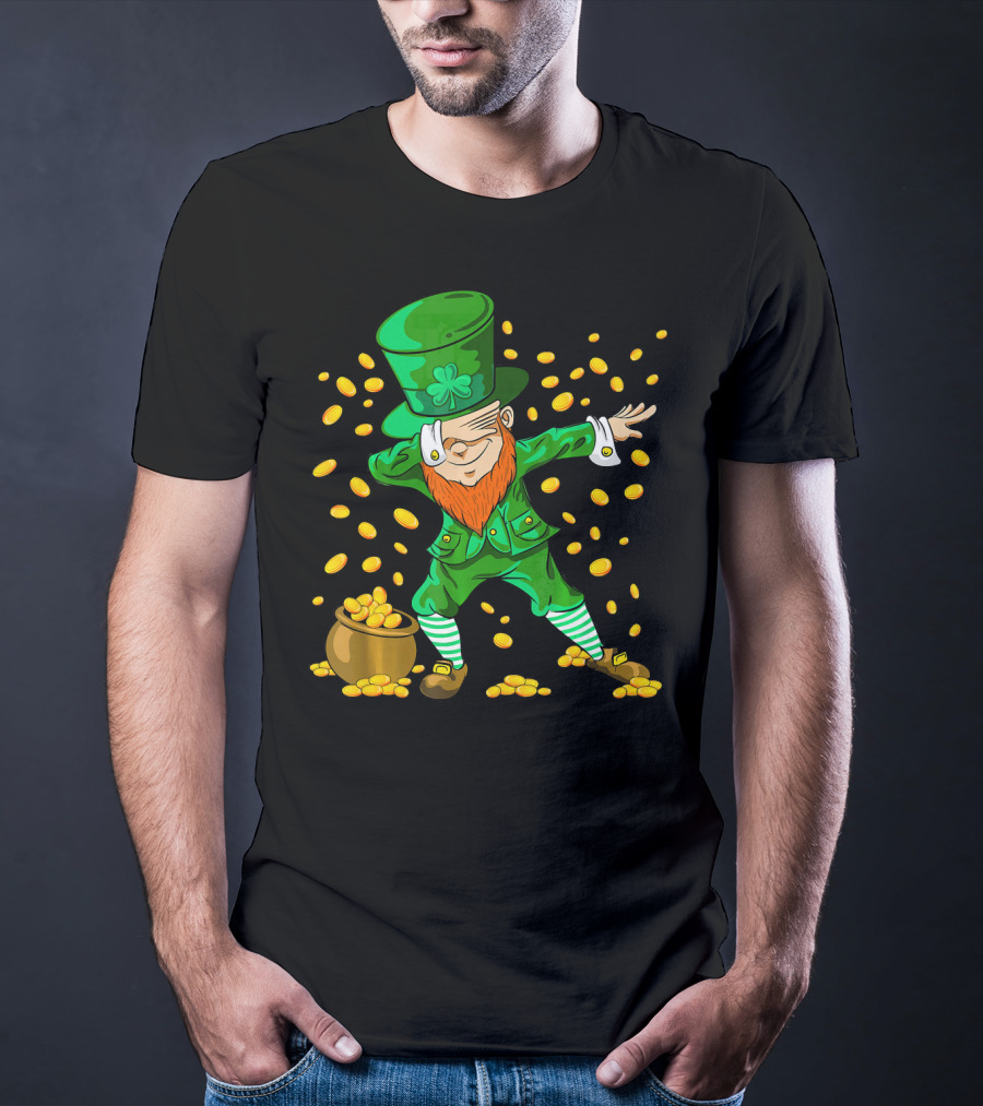 Dabbing Leprechaun With Gold Coins For St Patrick's Day T-Shirt