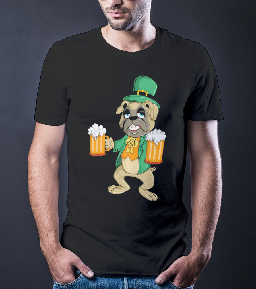Irish Leprechaun Pug With Beers For St. Patrick's T-Shirt