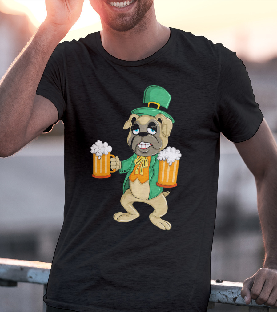 Irish Leprechaun Pug With Beers For St. Patrick's T-Shirt