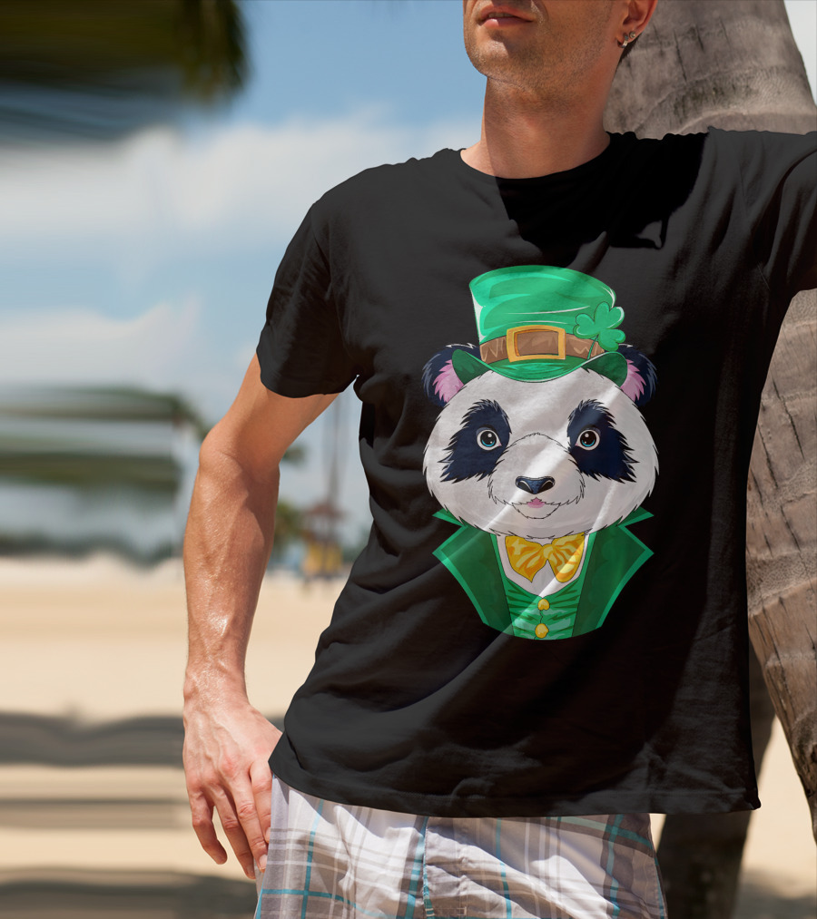 Panda Leprechaun Happy Lucky Irish Charm T-Shirt