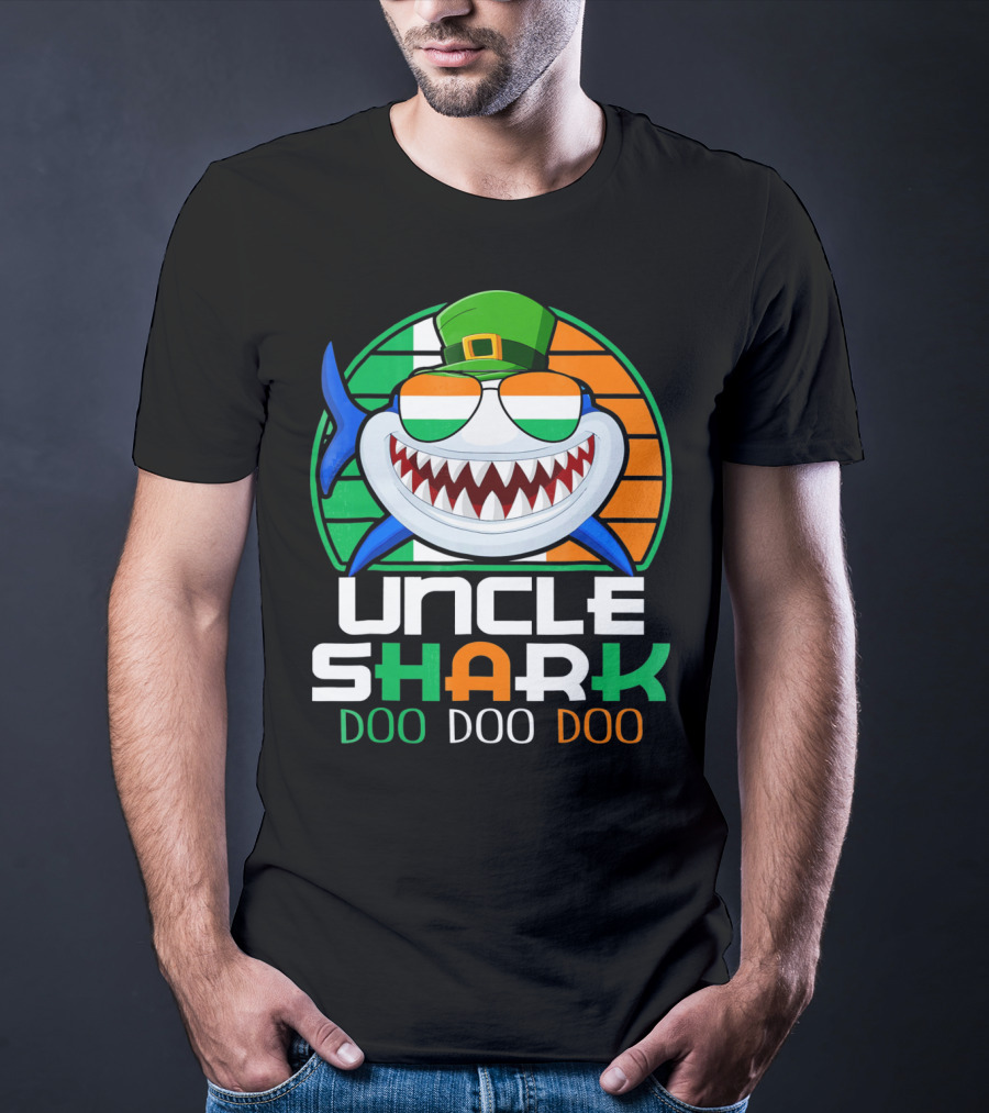 Uncle Shark Doo Doo Doo Funny St. Patrick's Day Irish Hat And Colors T-Shirt