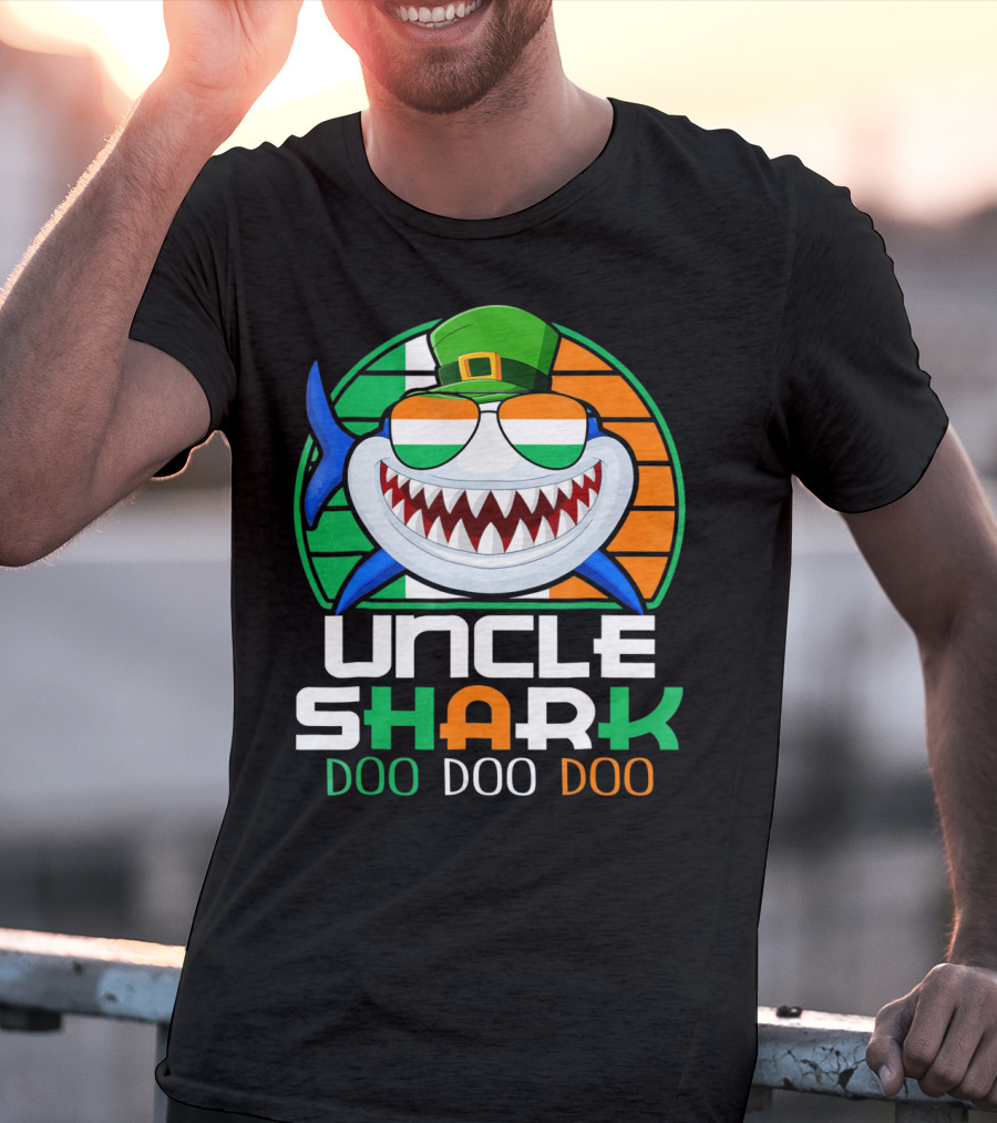 Uncle Shark Doo Doo Doo Funny St. Patrick's Day Irish Hat And Colors T-Shirt