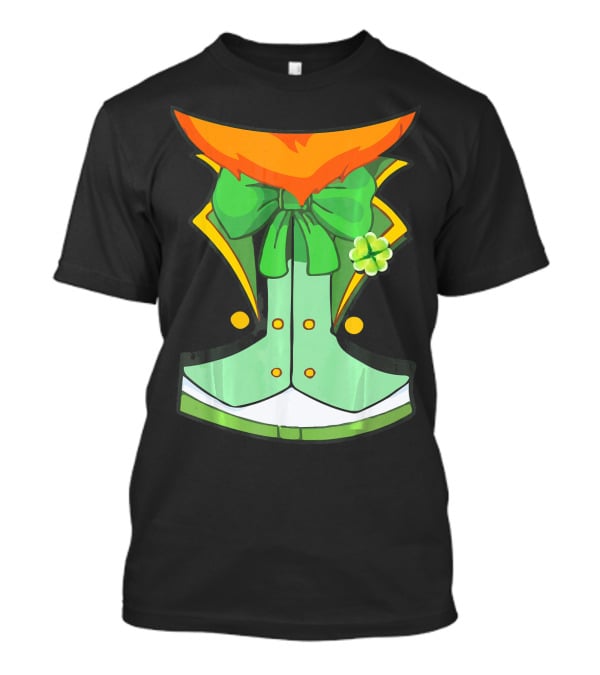 Tuxedo Leprechaun Costume With Green Bowtie And Shamrock T-Shirt