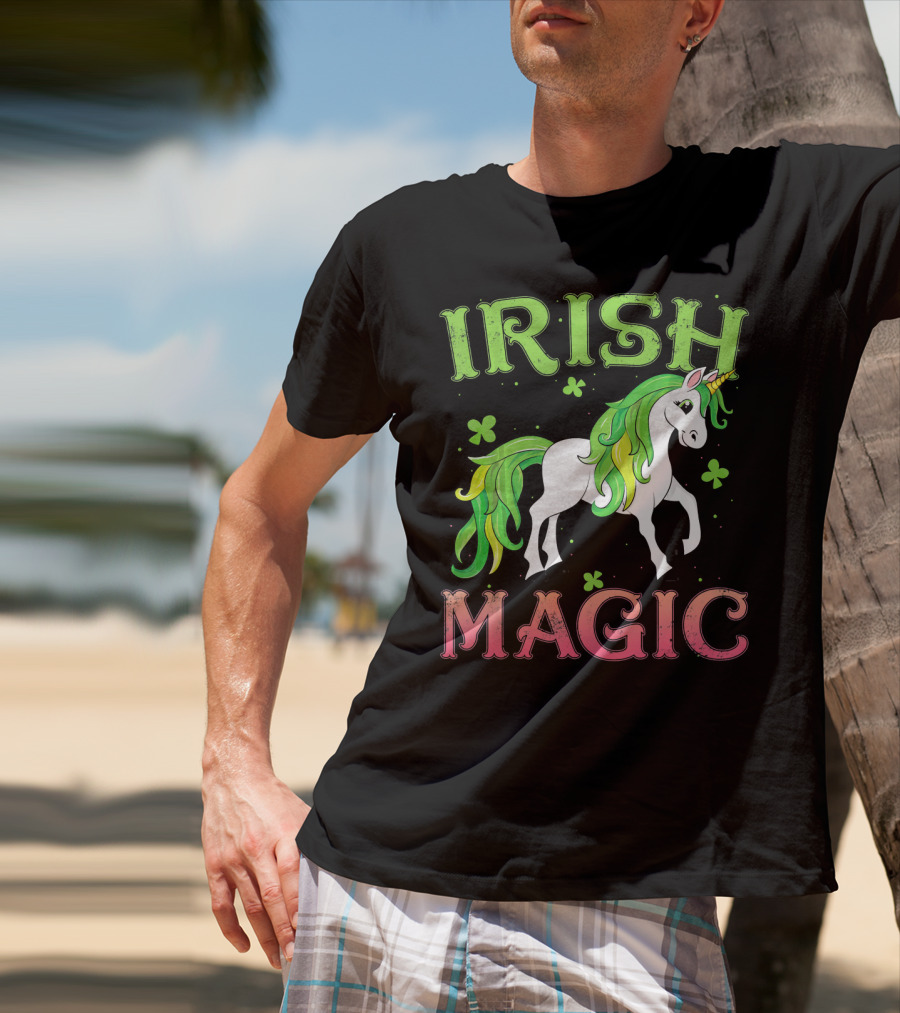 Irish Magic Unicorn Clover T-Shirt